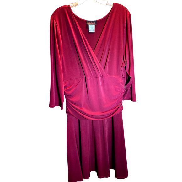 Rekucci 16W Maroon Women's Dress Long Sleeves Plus Size 16 W 1X - Picture 1 of 5